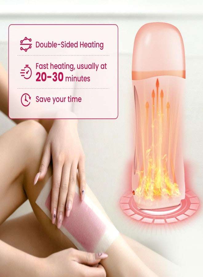 Charmonic Roll On Wax Kit, Portable Wax Roller Kit for Coarse/Fine Hair Removal, Beginners Waxing Roller for All Skin Types with 3 Pcs 100g Roll Cartridge, 100 Non-Woven Strips & 10 After Oil Wipes (F8_Pink) - Image 4